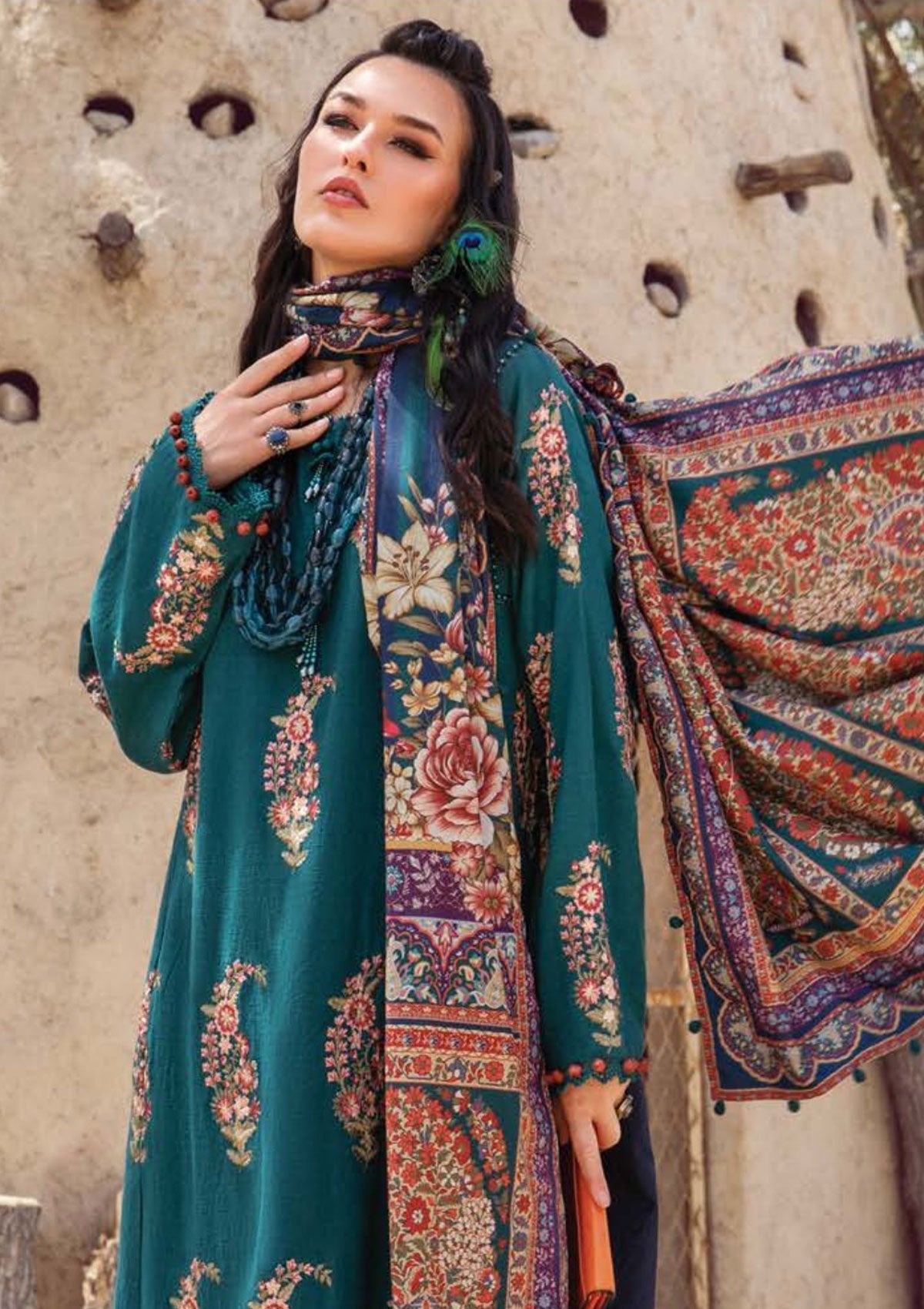 Winter Collection - Maria B - M print - Desert Rose - D#8 A available at Saleem Fabrics Traditions