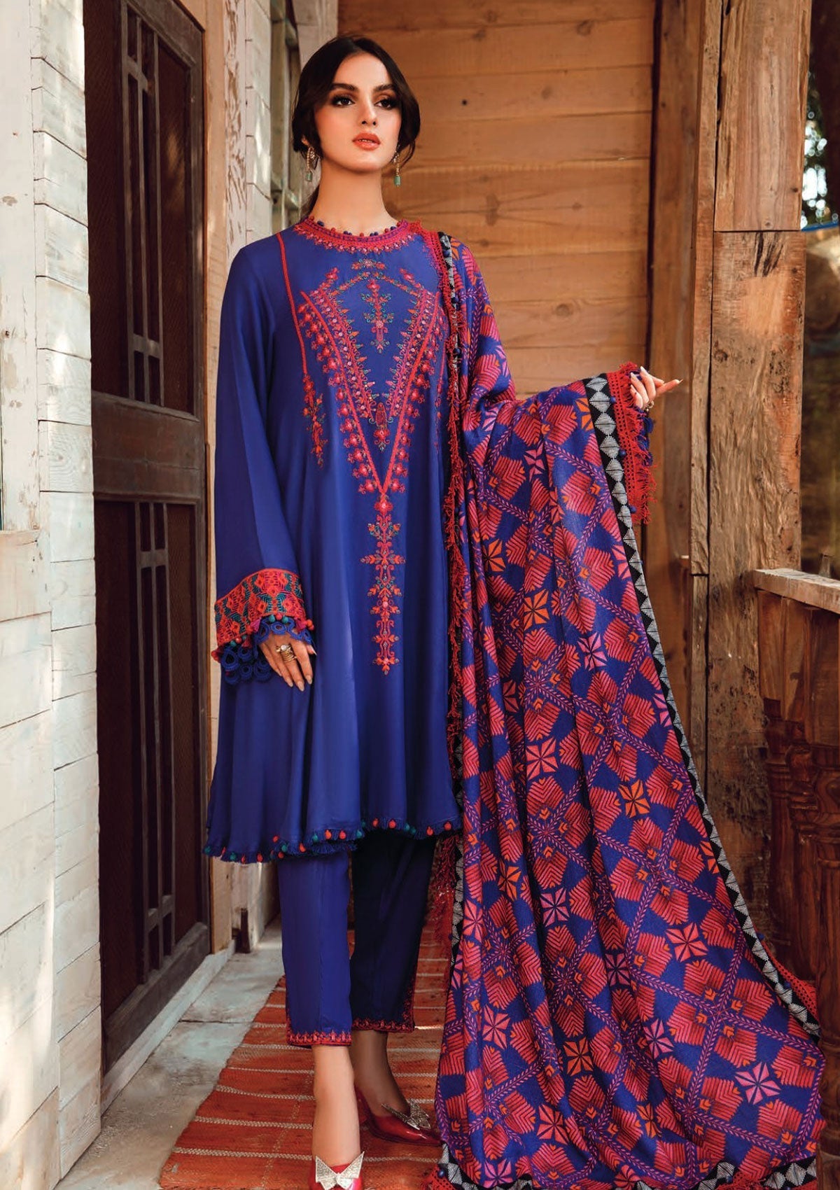 Winter Collection - Maria B - Shawls - MBS#4B available at Saleem Fabrics Traditions