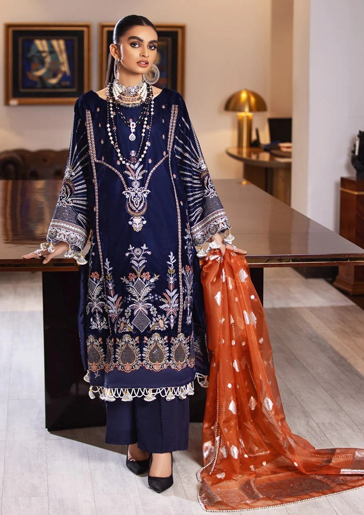 Winter Collection - Marjjan - Memsaab - Velvet - WV#1 available at Saleem Fabrics Traditions