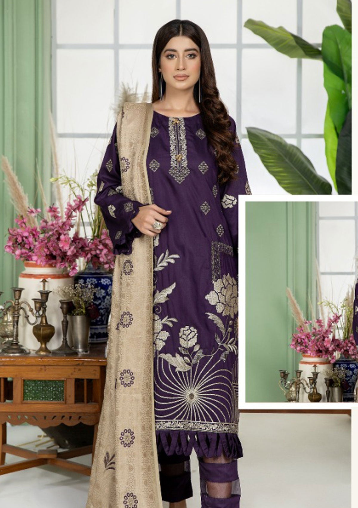 Winter Collection - Marjjan - Viscose - MV#251 - C available at Saleem Fabrics Traditions