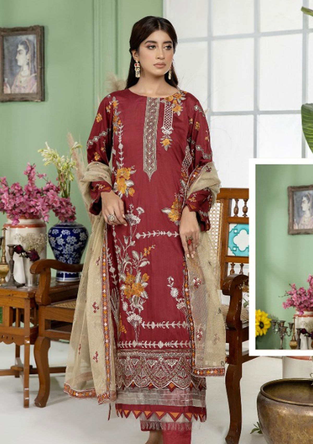 Winter Collection - Marjjan - Viscose - MV#253 - C available at Saleem Fabrics Traditions