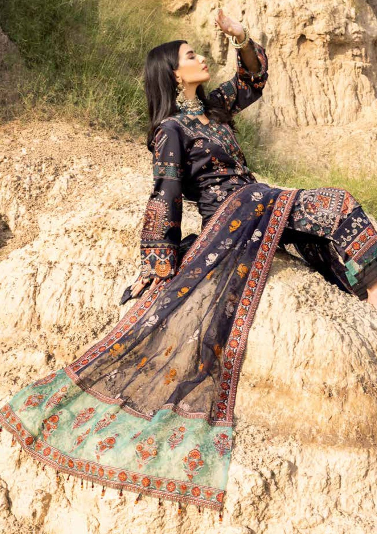 Winter Collection - Muscari - Cotton Satin - MSEC#100 available at Saleem Fabrics Traditions