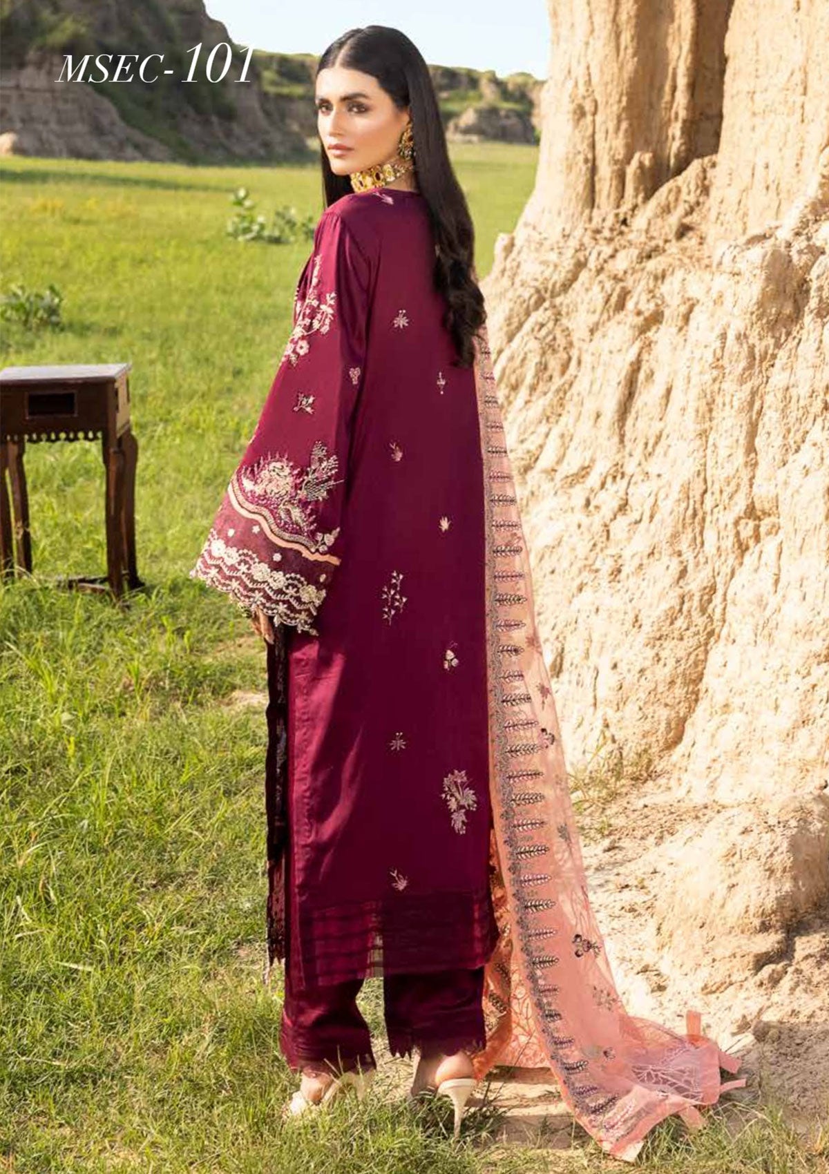 Winter Collection - Muscari - Cotton Satin - MSEC#101 available at Saleem Fabrics Traditions