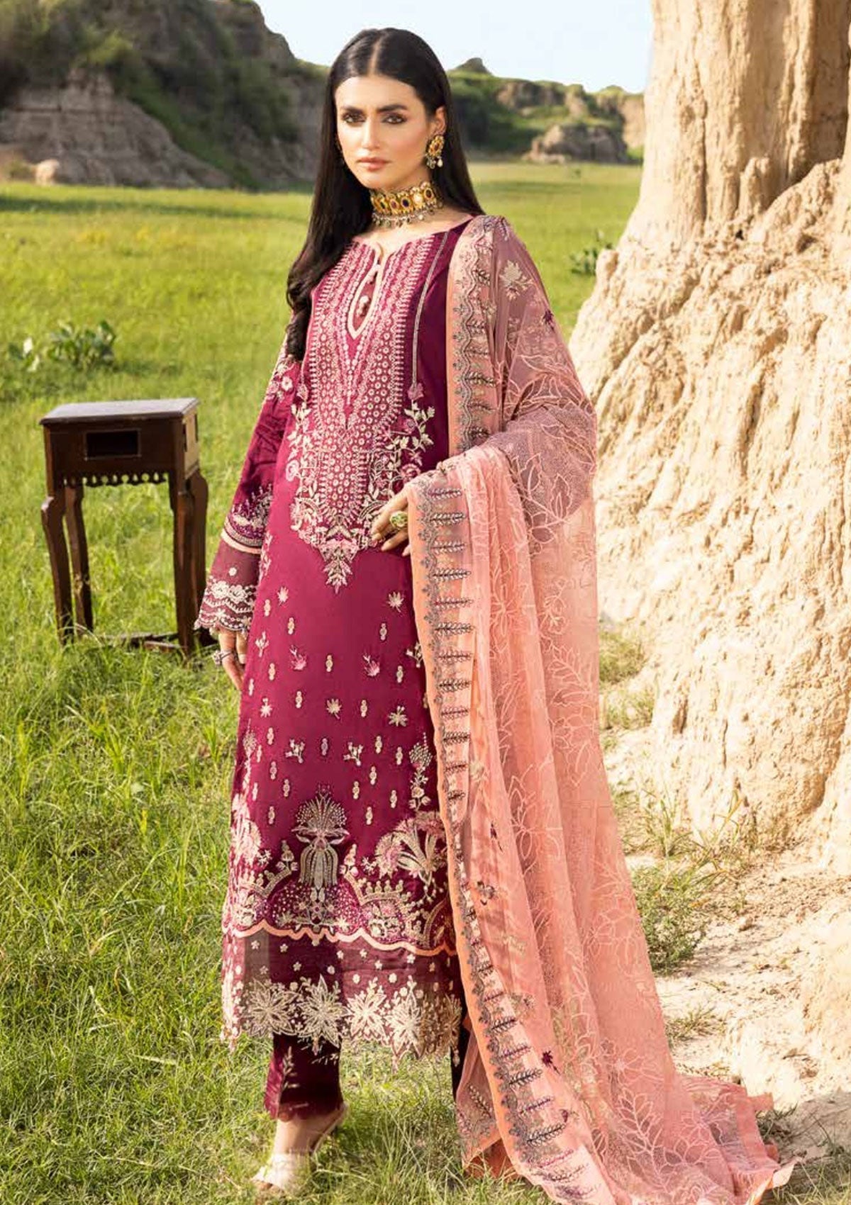 Winter Collection - Muscari - Cotton Satin - MSEC#101 available at Saleem Fabrics Traditions