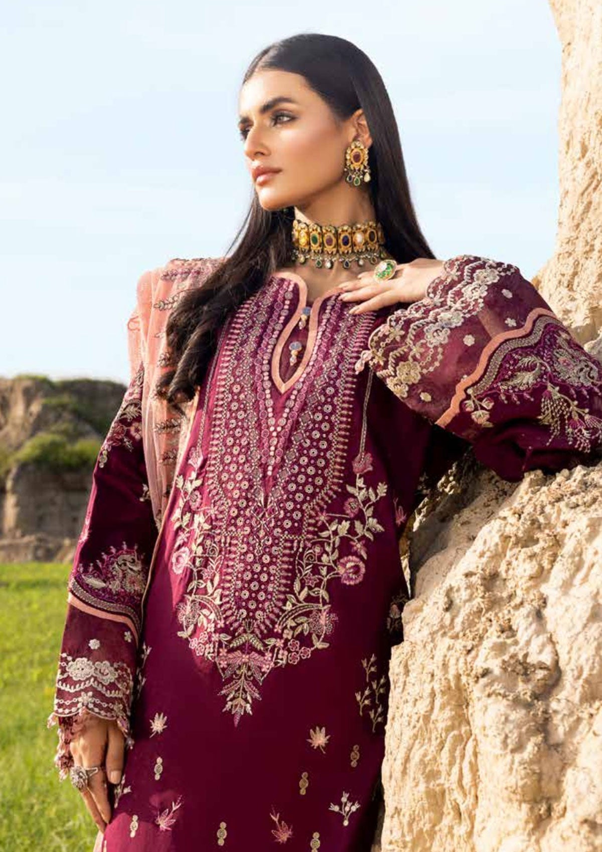 Winter Collection - Muscari - Cotton Satin - MSEC#101 available at Saleem Fabrics Traditions