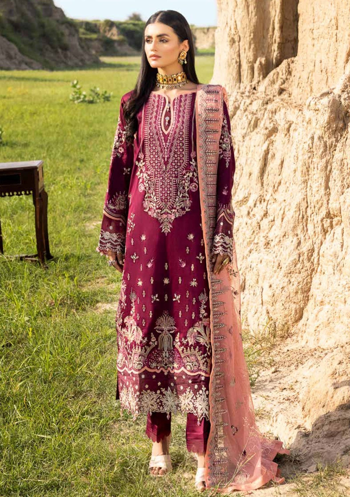 Winter Collection - Muscari - Cotton Satin - MSEC#101 available at Saleem Fabrics Traditions