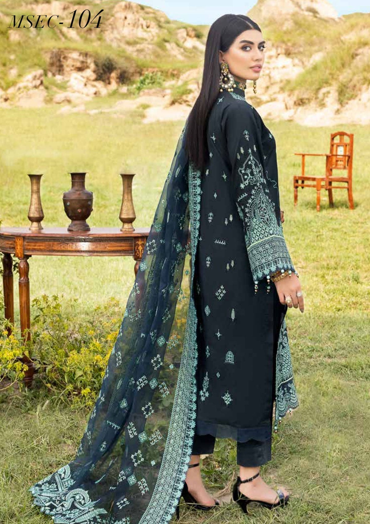 Winter Collection - Muscari - Cotton Satin - MSEC#104 available at Saleem Fabrics Traditions