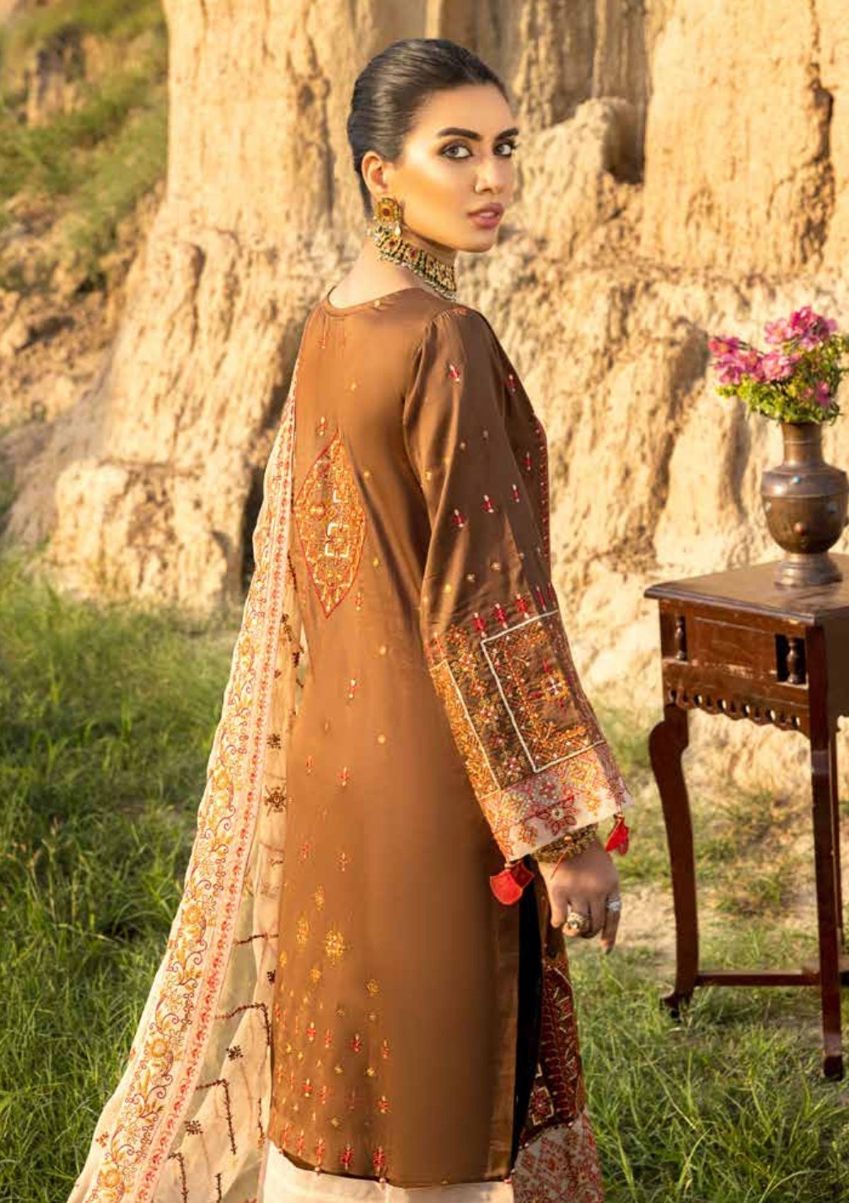 Winter Collection - Muscari - Cotton Satin - MSEC#109 available at Saleem Fabrics Traditions