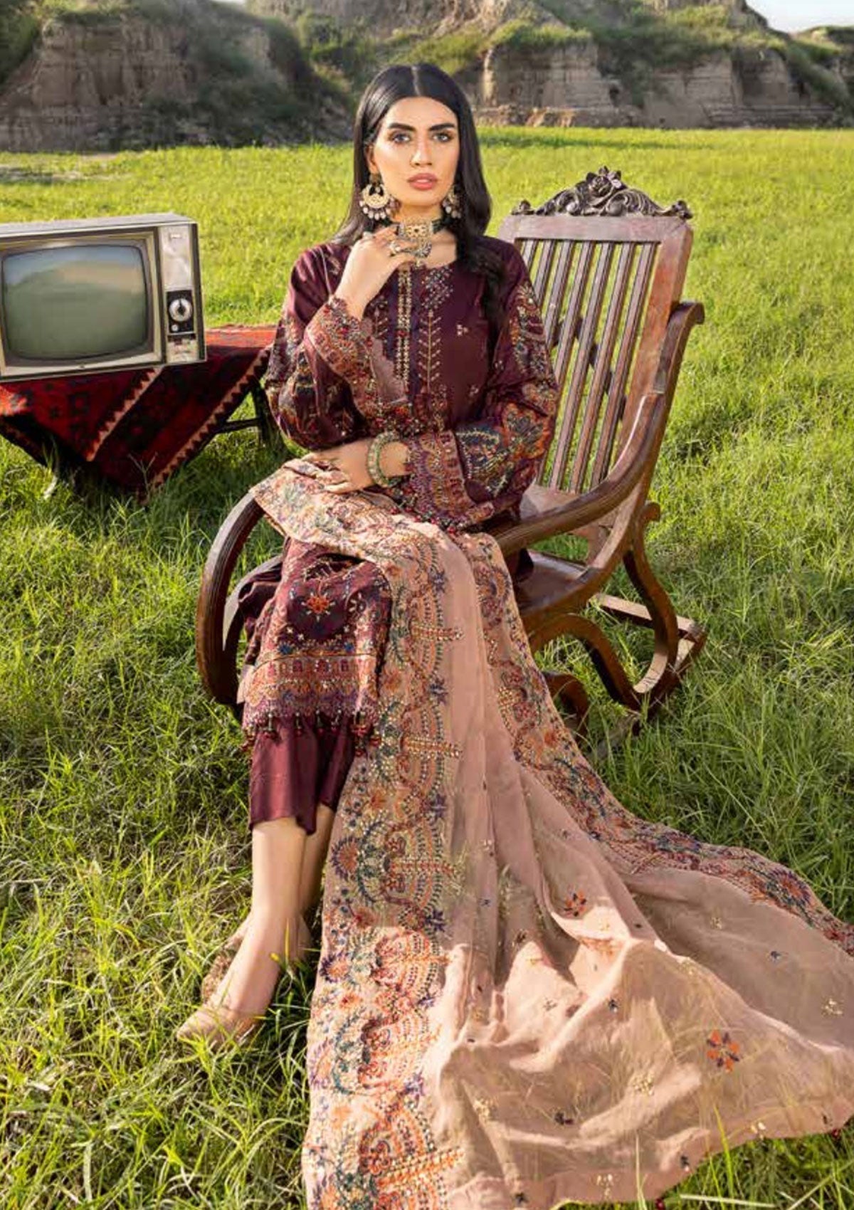 Winter Collection - Muscari - Cotton Satin - MSEC#110 available at Saleem Fabrics Traditions