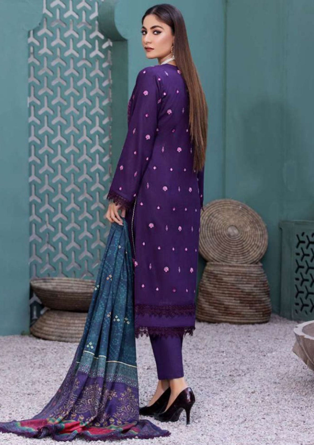 Winter Collection - Noor Jahan - Crimson - D#01 available at Saleem Fabrics Traditions