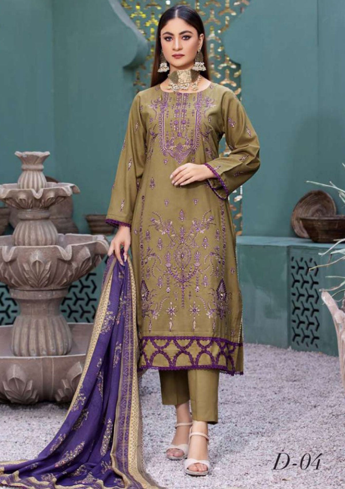 Winter Collection - Noor Jahan - Crimson - D#04 available at Saleem Fabrics Traditions