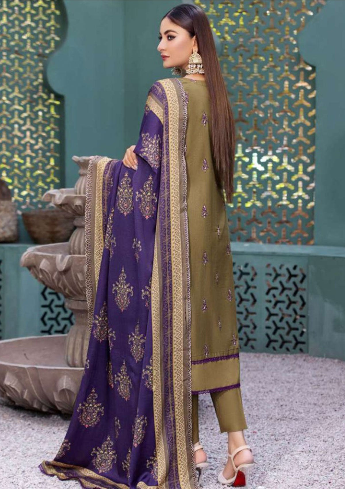 Winter Collection - Noor Jahan - Crimson - D#04 available at Saleem Fabrics Traditions