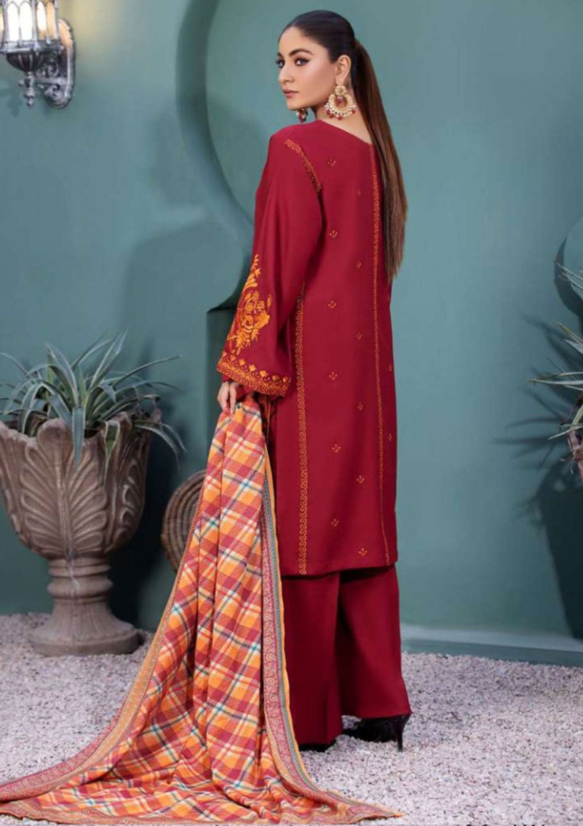 Winter Collection - Noor Jahan - Crimson - D#10 available at Saleem Fabrics Traditions