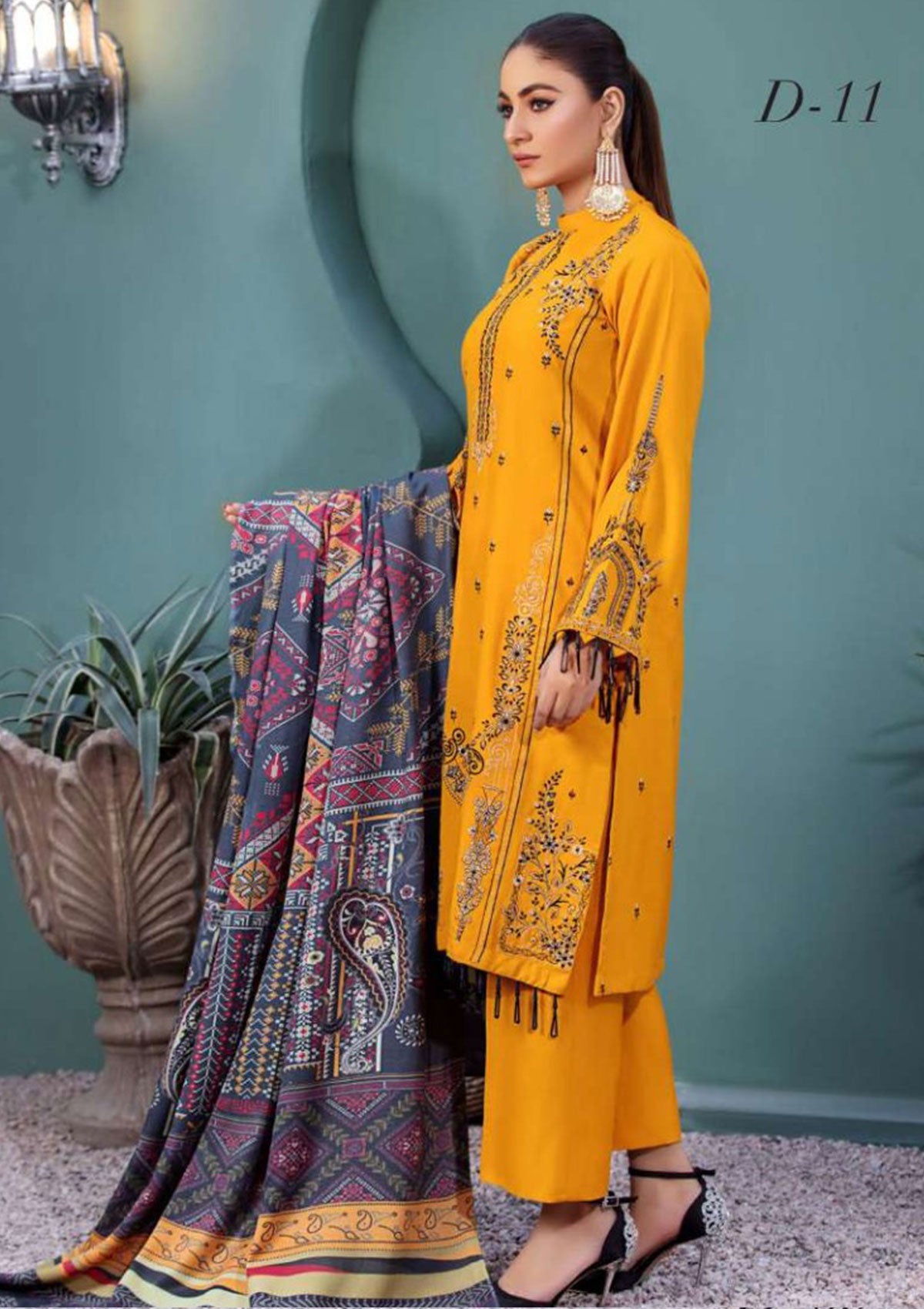 Winter Collection - Noor Jahan - Crimson - D#11 available at Saleem Fabrics Traditions