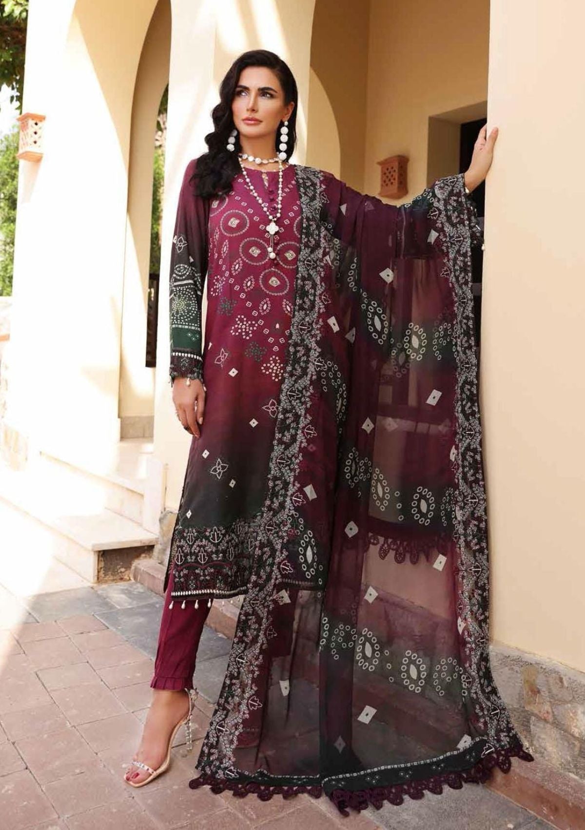 Winter Collection - Nureh - Gardenia - Linen - NSG#66 available at Saleem Fabrics Traditions