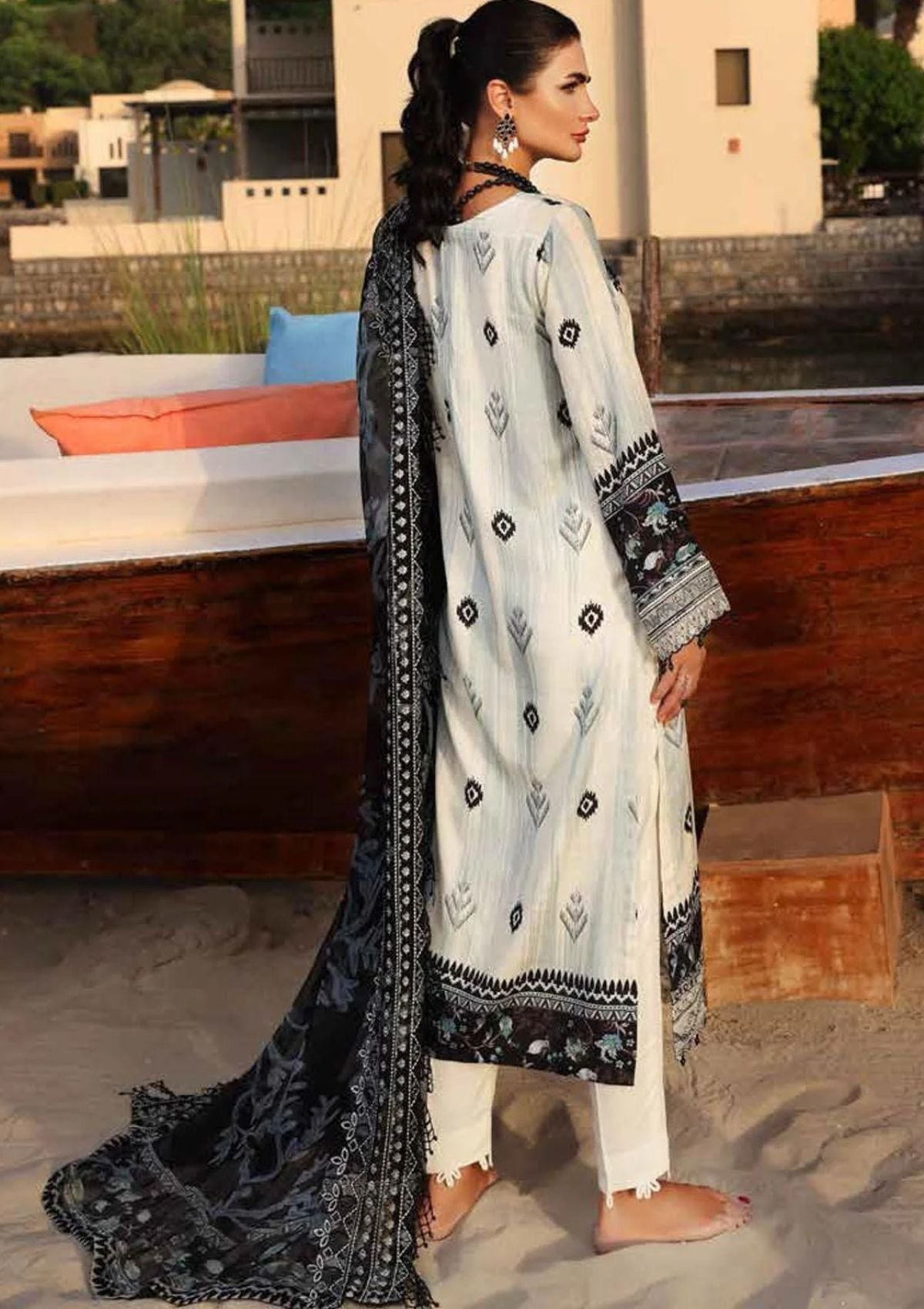 Winter Collection - Nureh - Gardenia - Linen - NSG#71 available at Saleem Fabrics Traditions