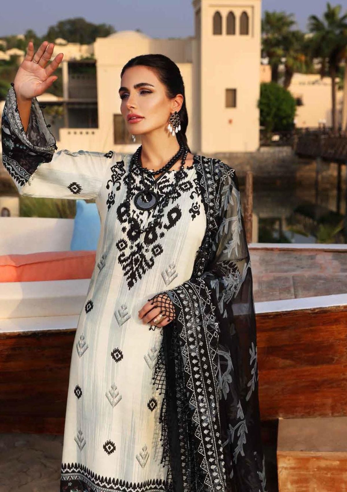 Winter Collection - Nureh - Gardenia - Linen - NSG#71 available at Saleem Fabrics Traditions