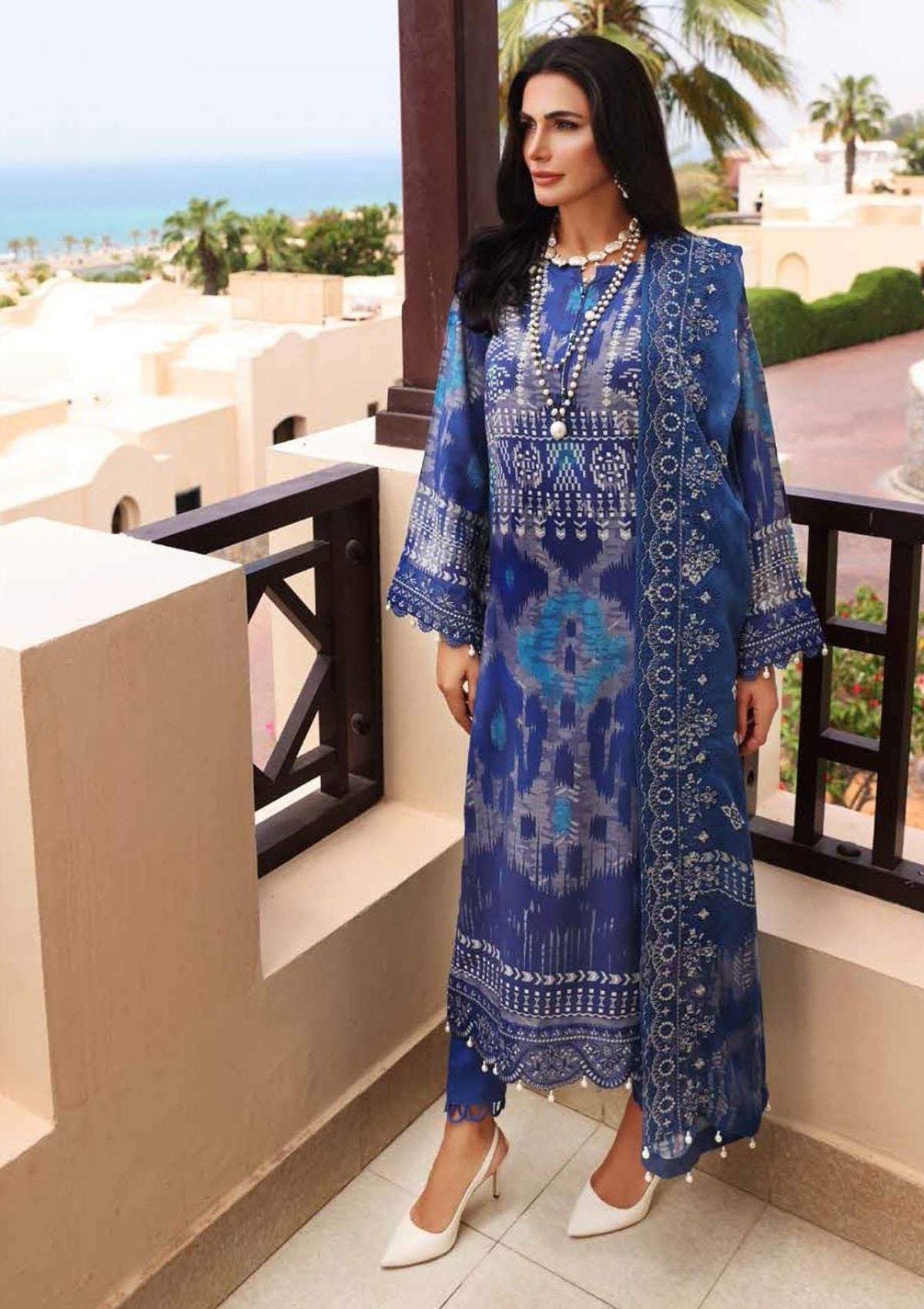 Winter Collection - Nureh - Gardenia - Linen - NSG#73 available at Saleem Fabrics Traditions