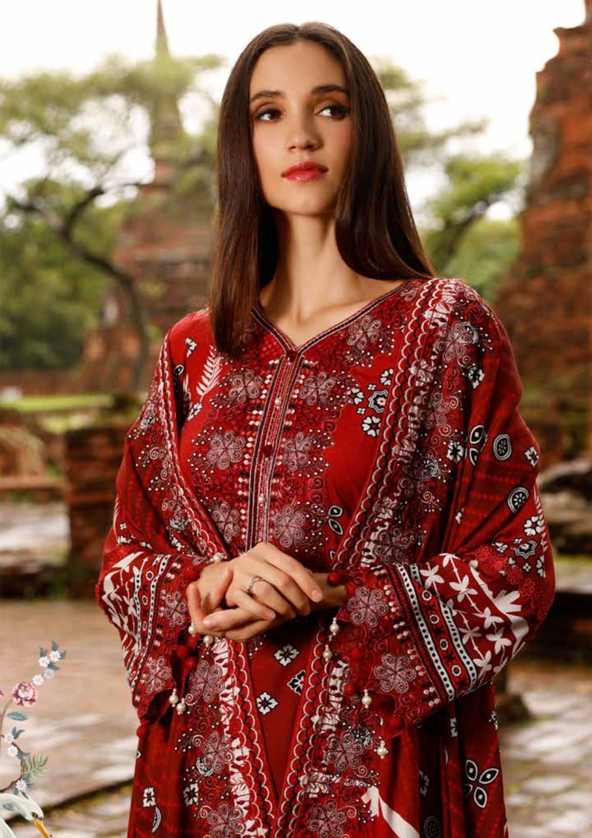 Winter Collection - Nureh - Gardenia - Slub Linen - NWG#78 available at Saleem Fabrics Traditions