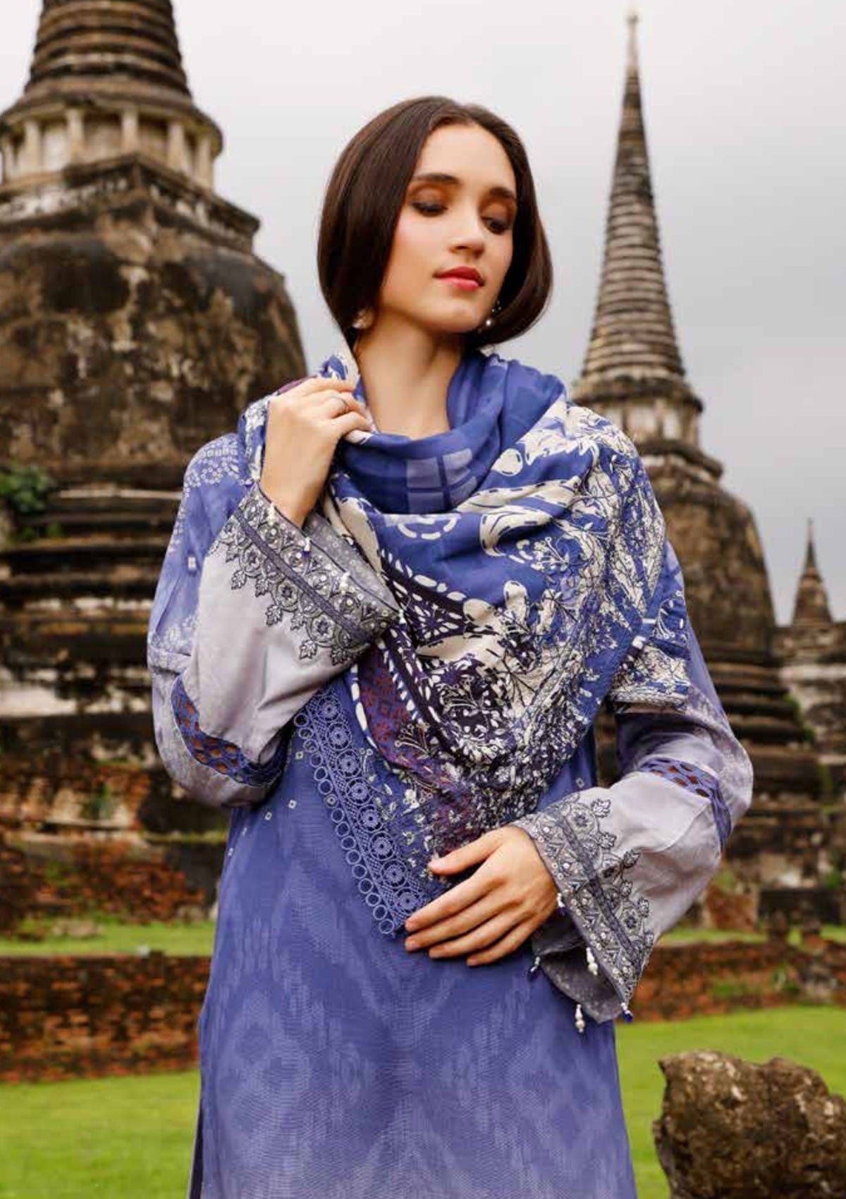 Winter Collection - Nureh - Gardenia - Slub Linen - NWG#81 available at Saleem Fabrics Traditions