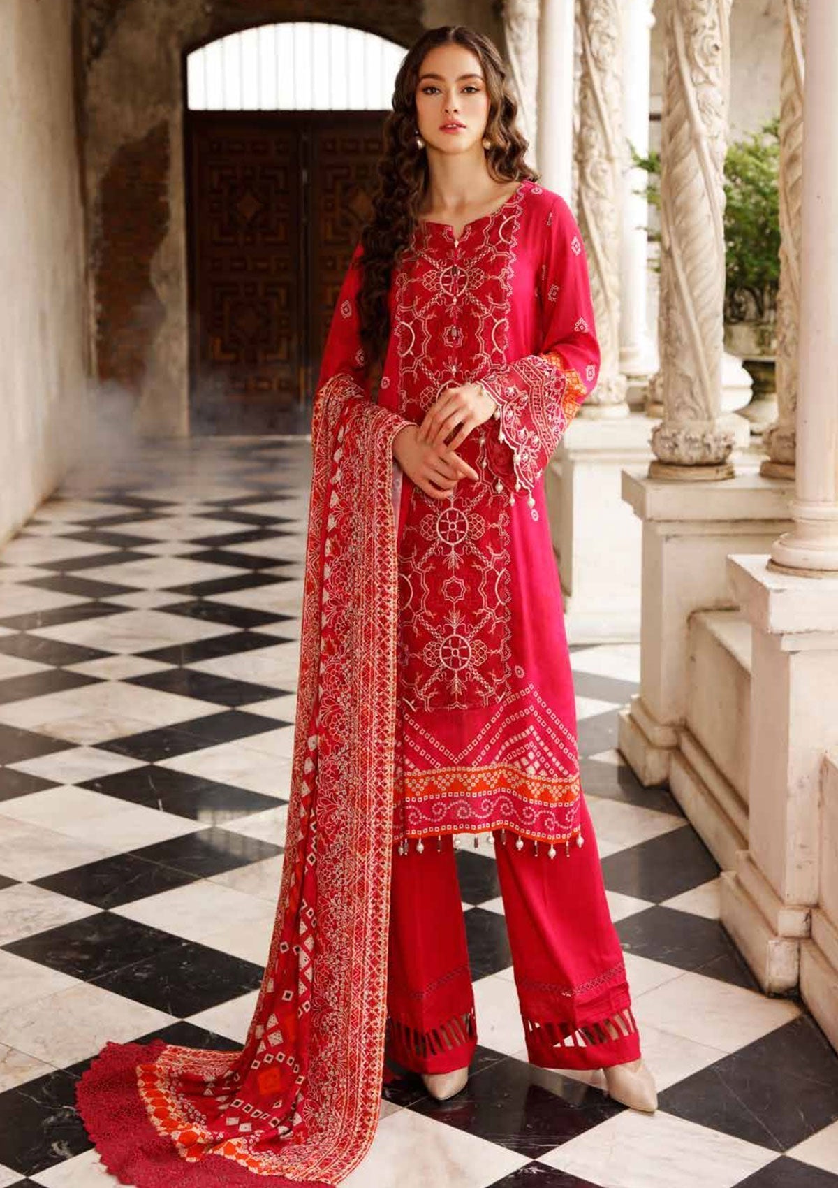 Winter Collection - Nureh - Gardenia - Slub Linen - NWG#82 available at Saleem Fabrics Traditions