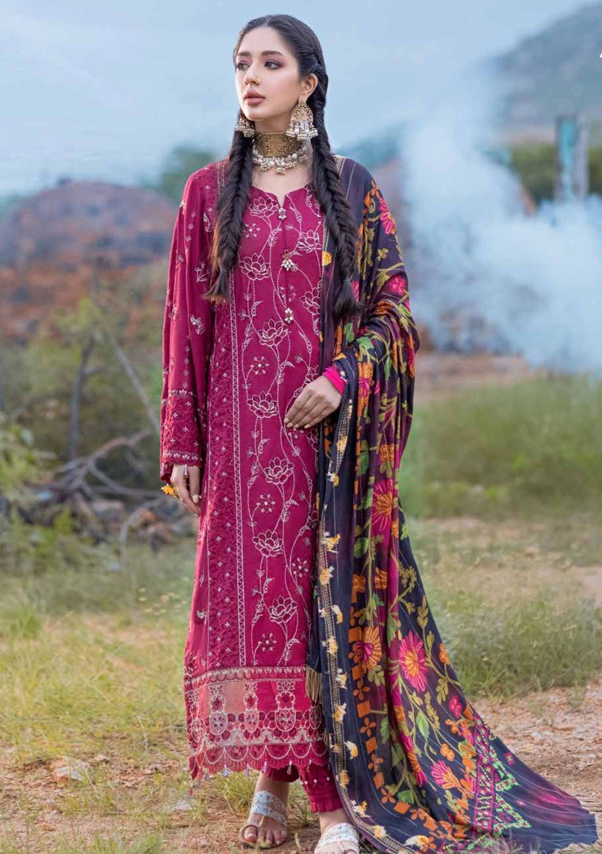 Winter Collection - Nureh - Maya - Heerni - Linen - NW#60 available at Saleem Fabrics Traditions