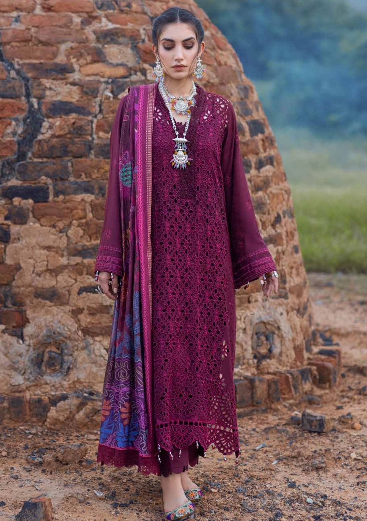 Winter Collection - Nureh - Maya - Heerni - Linen - NW#64 available at Saleem Fabrics Traditions