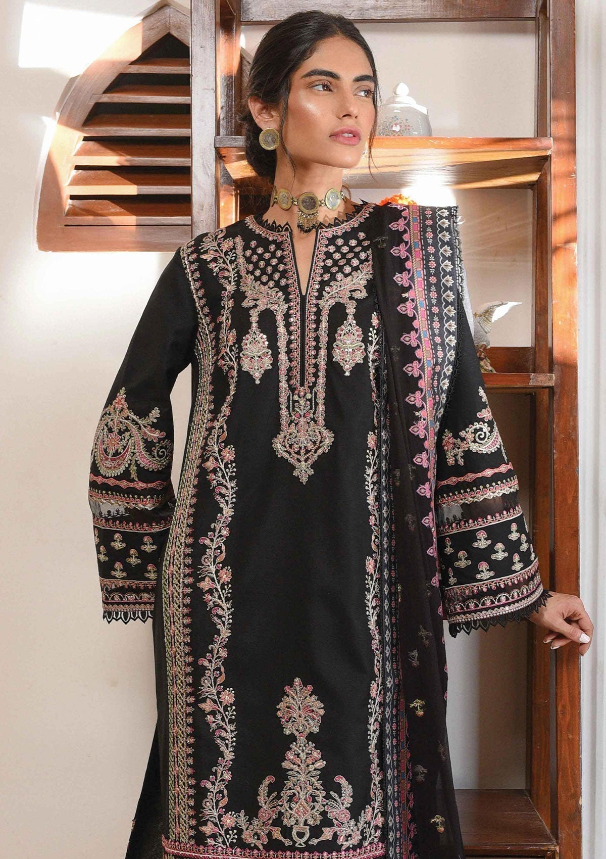 Winter Collection - Qalamkar - Qline - Linen - Erum - VL#15 available at Saleem Fabrics Traditions