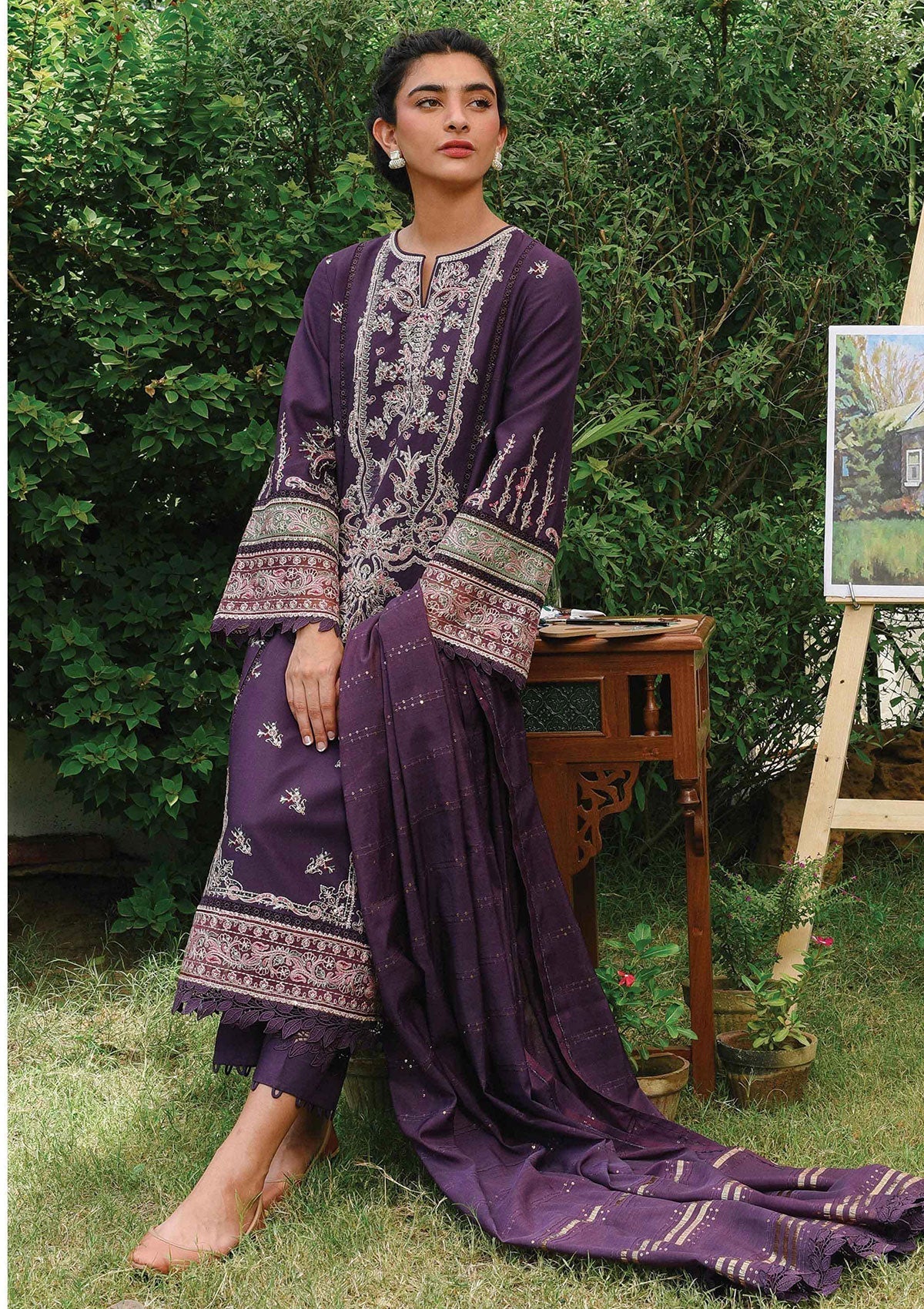 Winter Collection - Qalamkar - Qline - Linen - Mehroze - VL#6 available at Saleem Fabrics Traditions