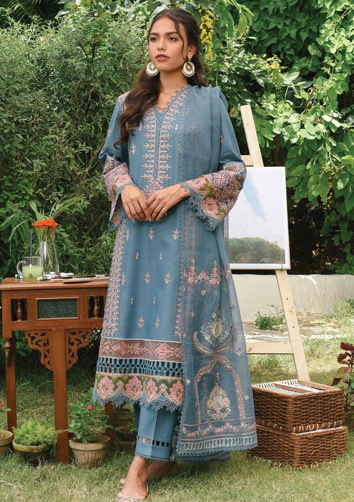 Winter Collection - Qalamkar - Qline - Linen - Rooh - VL#10 available at Saleem Fabrics Traditions