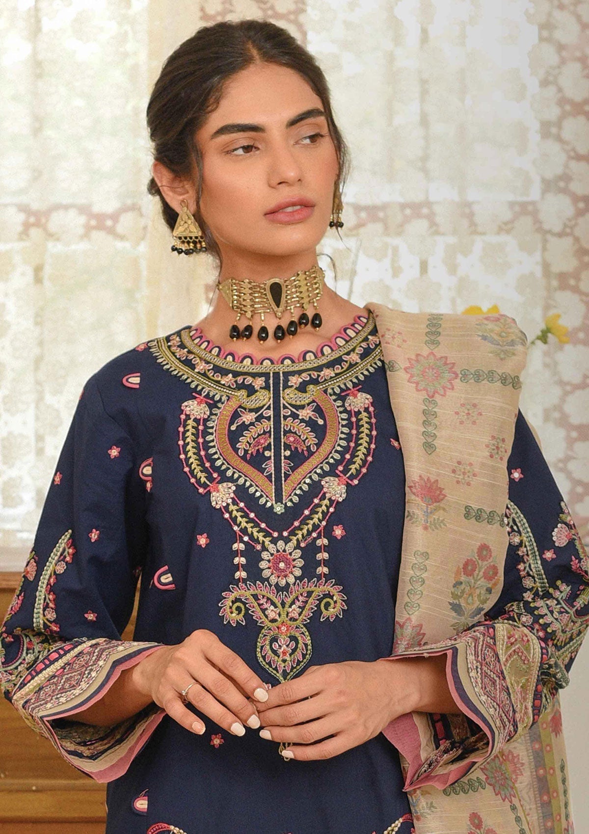 Winter Collection - Qalamkar - Qline - Linen - Zoya - VL#11 available at Saleem Fabrics Traditions