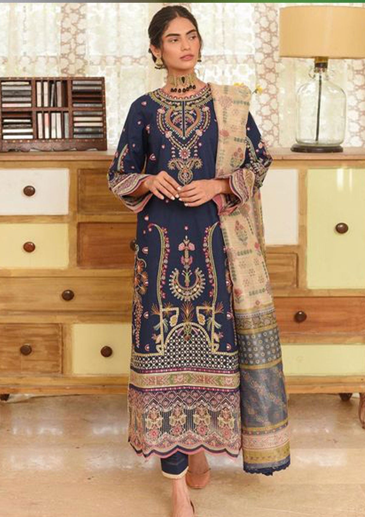 Winter Collection - Qalamkar - Qline - Linen - Zoya - VL#11 available at Saleem Fabrics Traditions