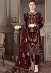 Winter Collection - Ramsha - Velvet - V04 - D#401 (Maroon) available at Saleem Fabrics Traditions