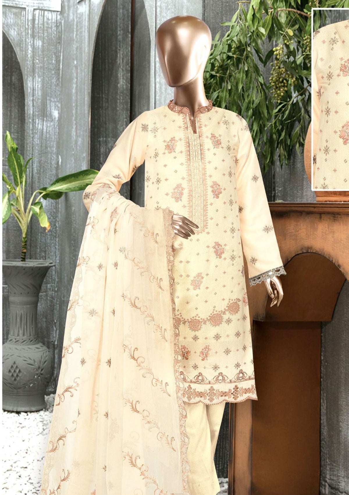 Winter Collection - Rang Noor - Emb Karandi - AJ#10 available at Saleem Fabrics Traditions