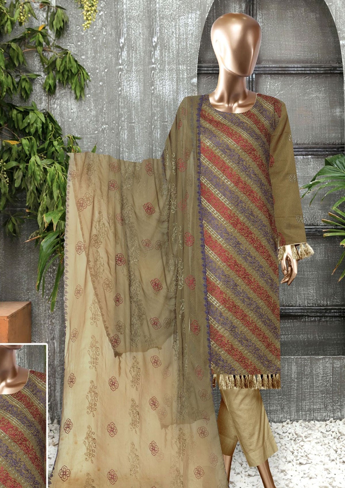 Winter Collection - Rang Noor - Emb Karandi - AJ#7 available at Saleem Fabrics Traditions