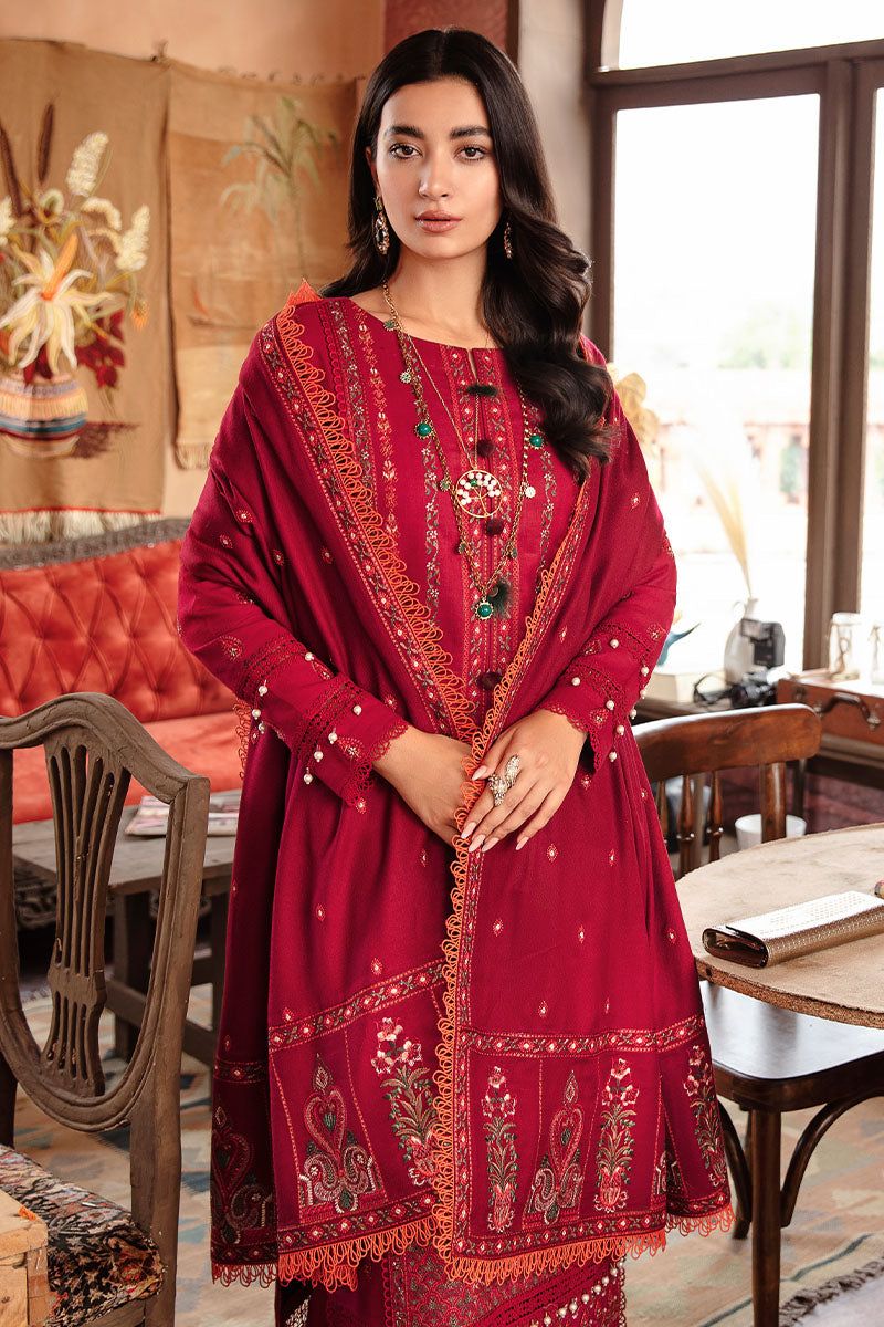 Winter Collection - Rang Rasiya - Premium Winter - 3 Pcs - D#07 (CRIMSON ROSE) available at Saleem Fabrics Traditions