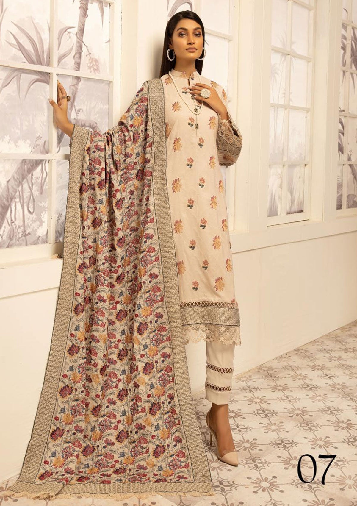 Winter Collection - Riaz Arts - Pearl - D#7 available at Saleem Fabrics Traditions