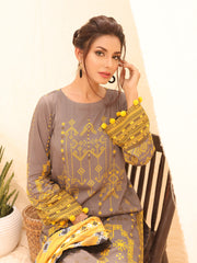 Winter Collection - Salitex - Printed Linen - V01 - WK#01173 (Mehndi) available at Saleem Fabrics Traditions