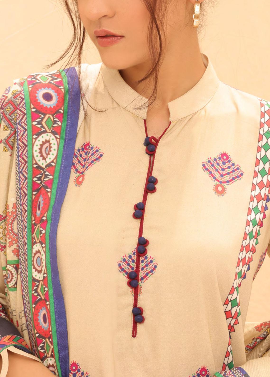 Winter Collection - Salitex - Printed Linen - V01 - WK#01183 (Pista) available at Saleem Fabrics Traditions