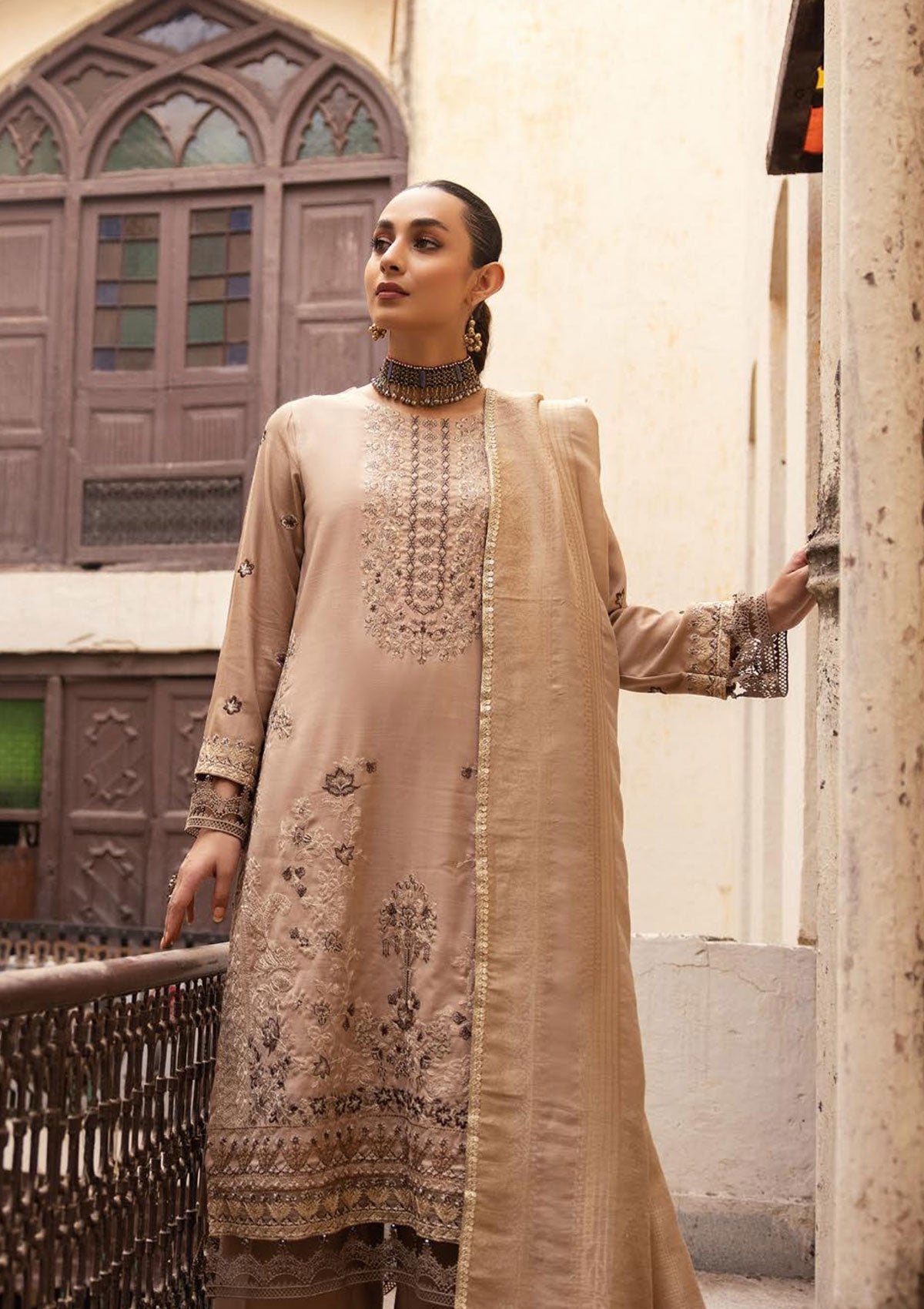 Winter Collection - Shaista - Executive - Semi Peach - D#516 available at Saleem Fabrics Traditions