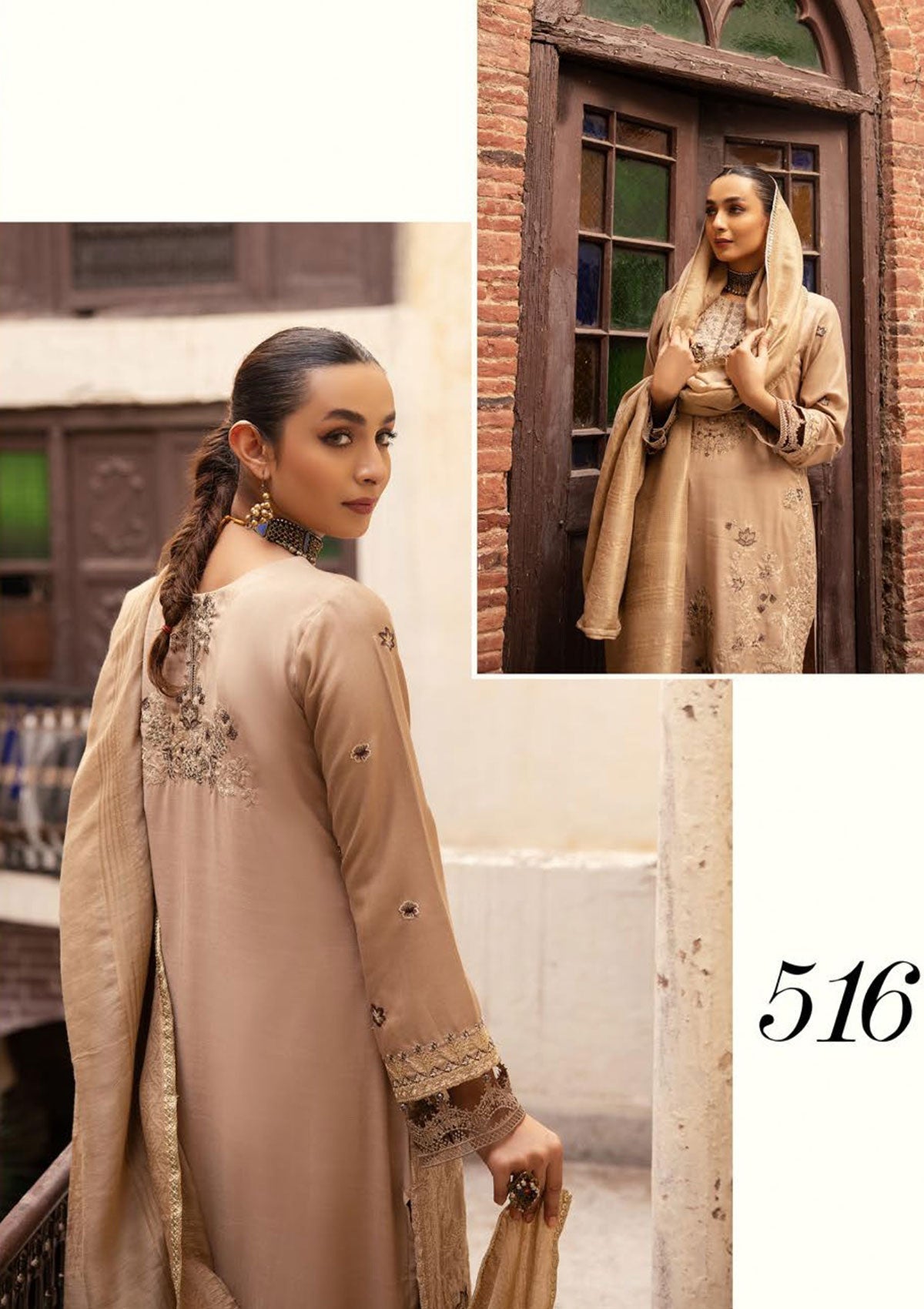 Winter Collection - Shaista - Executive - Semi Peach - D#516 available at Saleem Fabrics Traditions