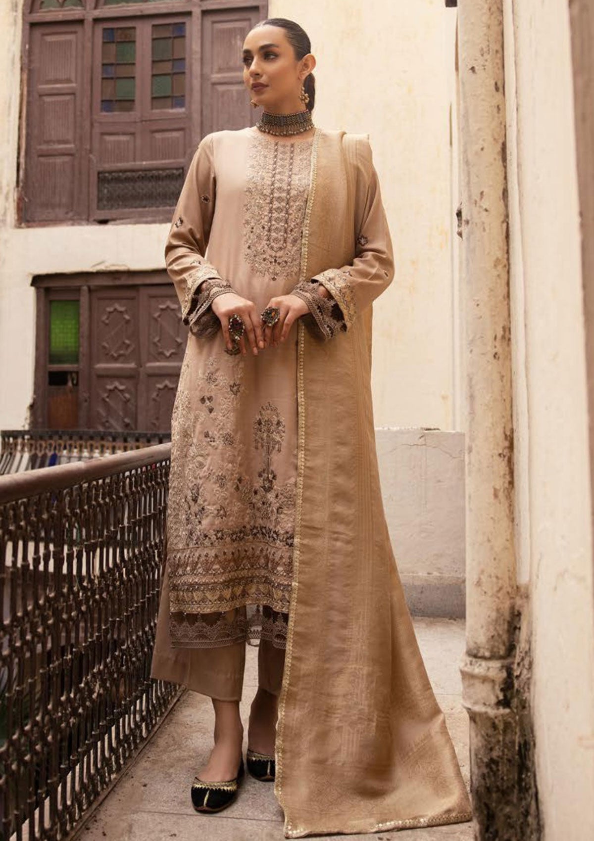 Winter Collection - Shaista - Executive - Semi Peach - D#516 available at Saleem Fabrics Traditions