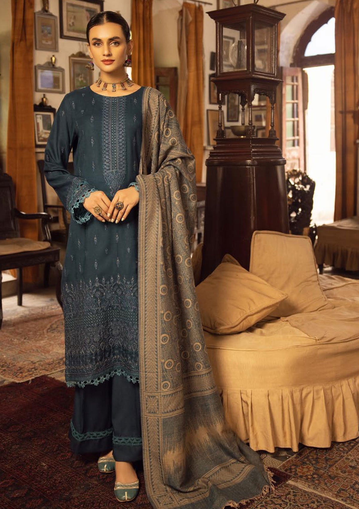 Winter Collection - Shaista - Executive - Semi Peach - D#518 available at Saleem Fabrics Traditions