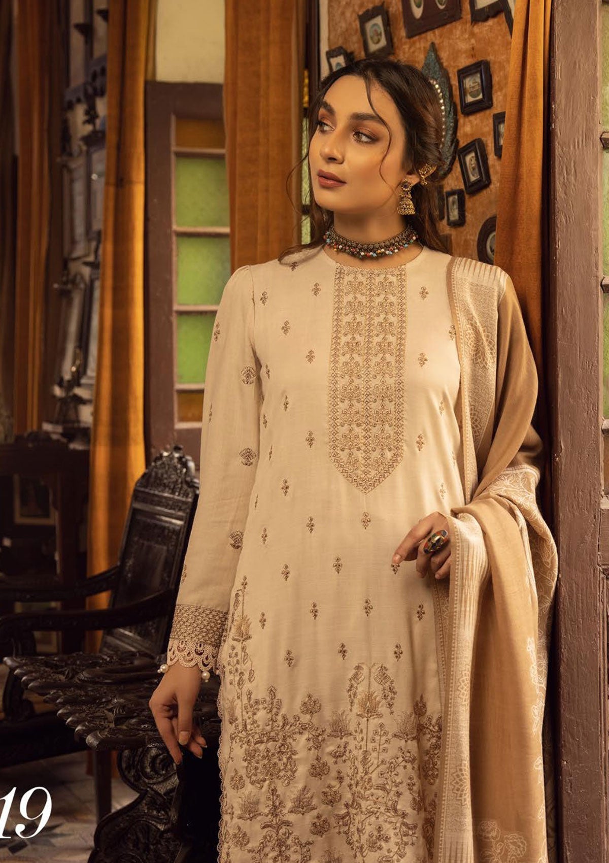 Winter Collection - Shaista - Executive - Semi Peach - D#519 available at Saleem Fabrics Traditions