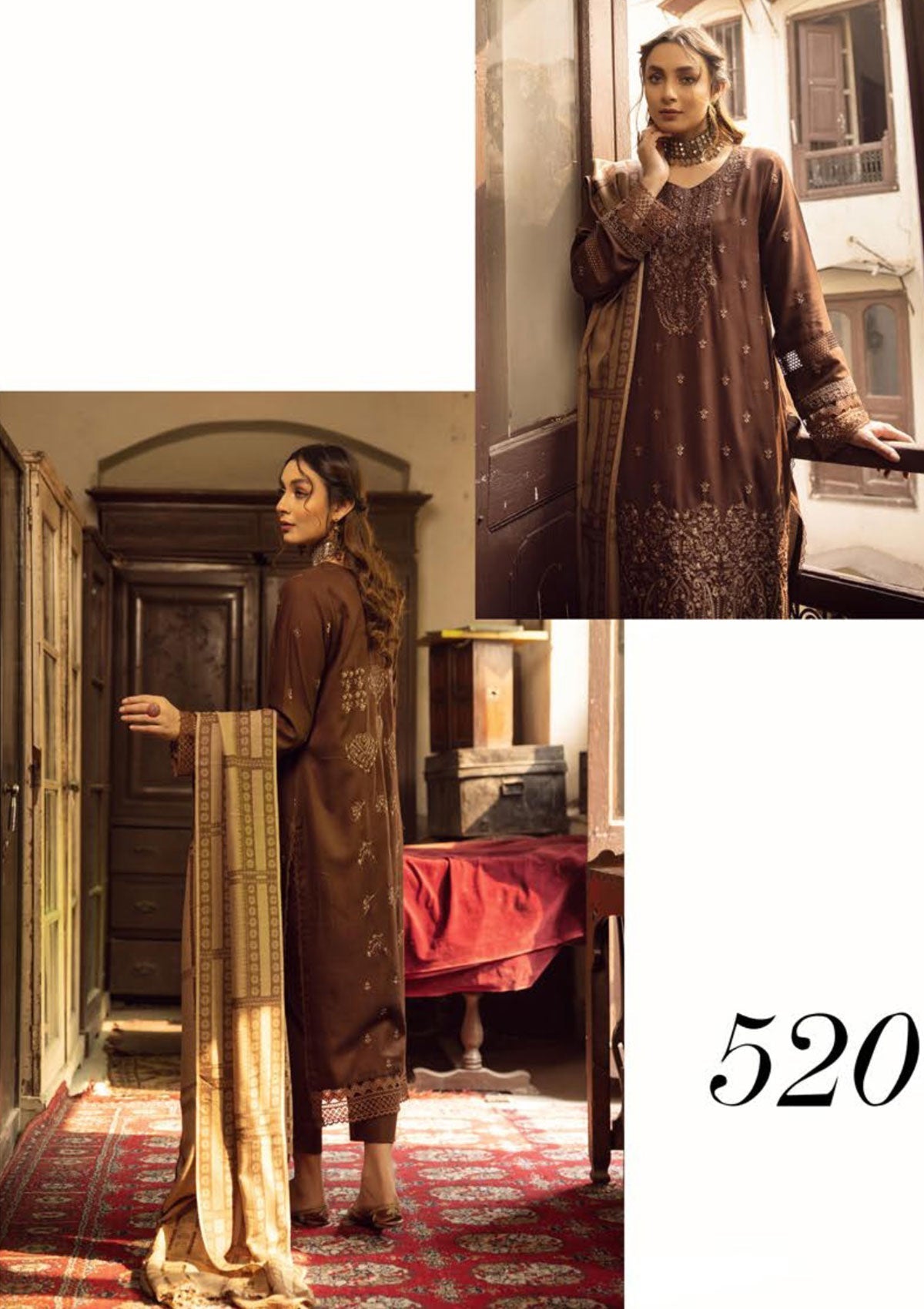 Winter Collection - Shaista - Executive - Semi Peach - D#520 available at Saleem Fabrics Traditions