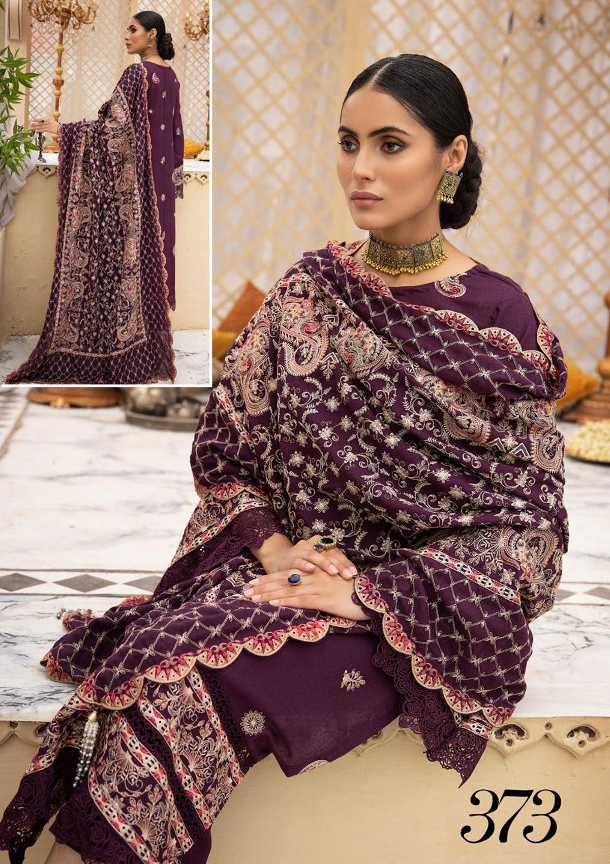 Winter Collection - Shaista - Khoobseerat - Karandi - SKK#373 available at Saleem Fabrics Traditions