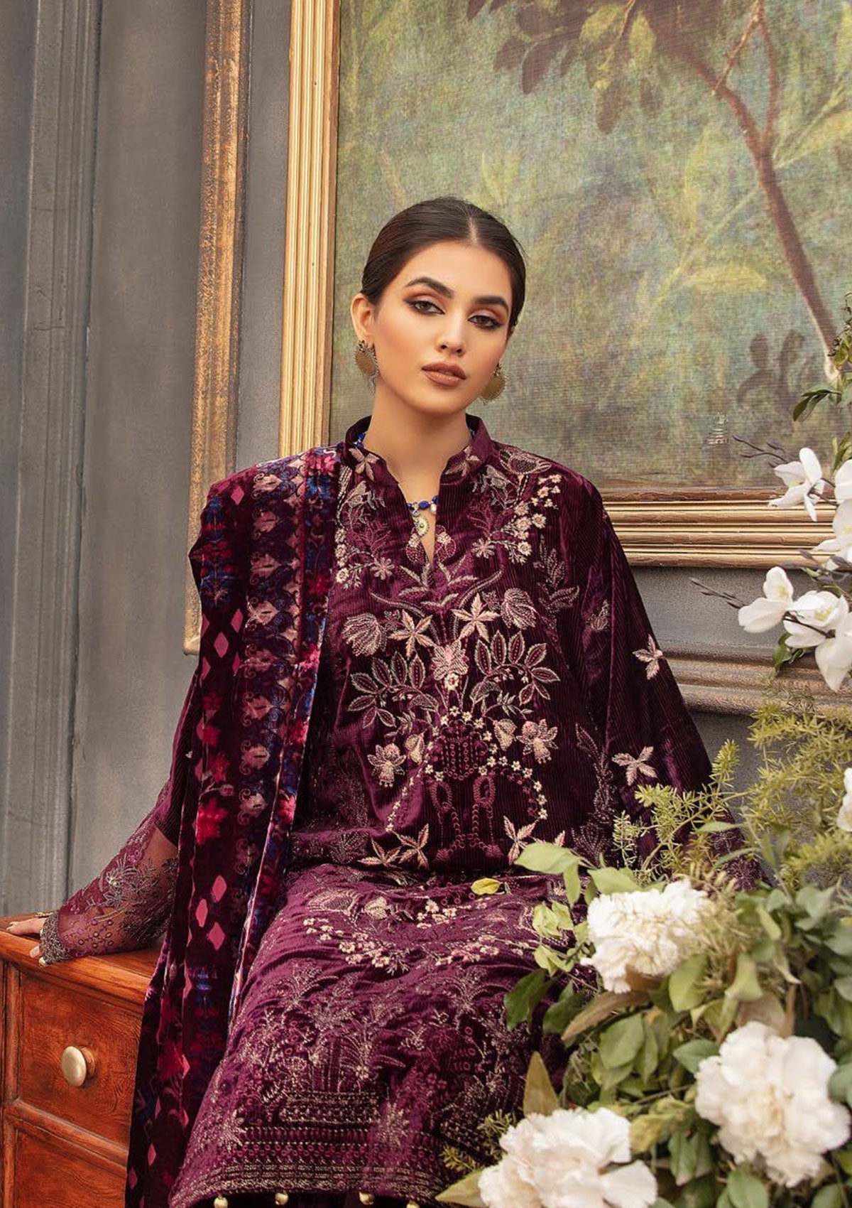 Winter Collection - Shaista - Kotrai Velvet - D#870 available at Saleem Fabrics Traditions