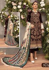 Winter Collection - Shaista - Kotrai Velvet - D#874 available at Saleem Fabrics Traditions