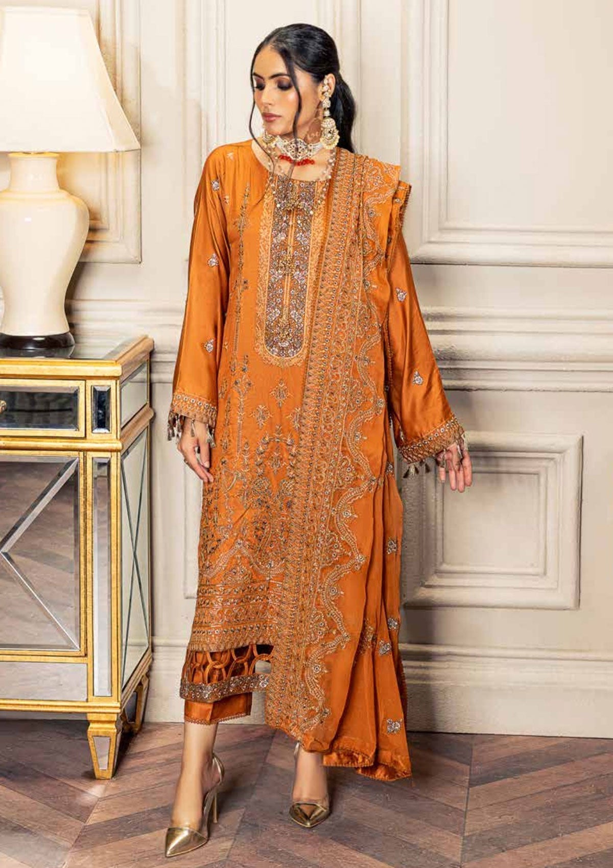 Winter Collection - Shaista - Shamoz Satin - V01 - D#100 available at Saleem Fabrics Traditions