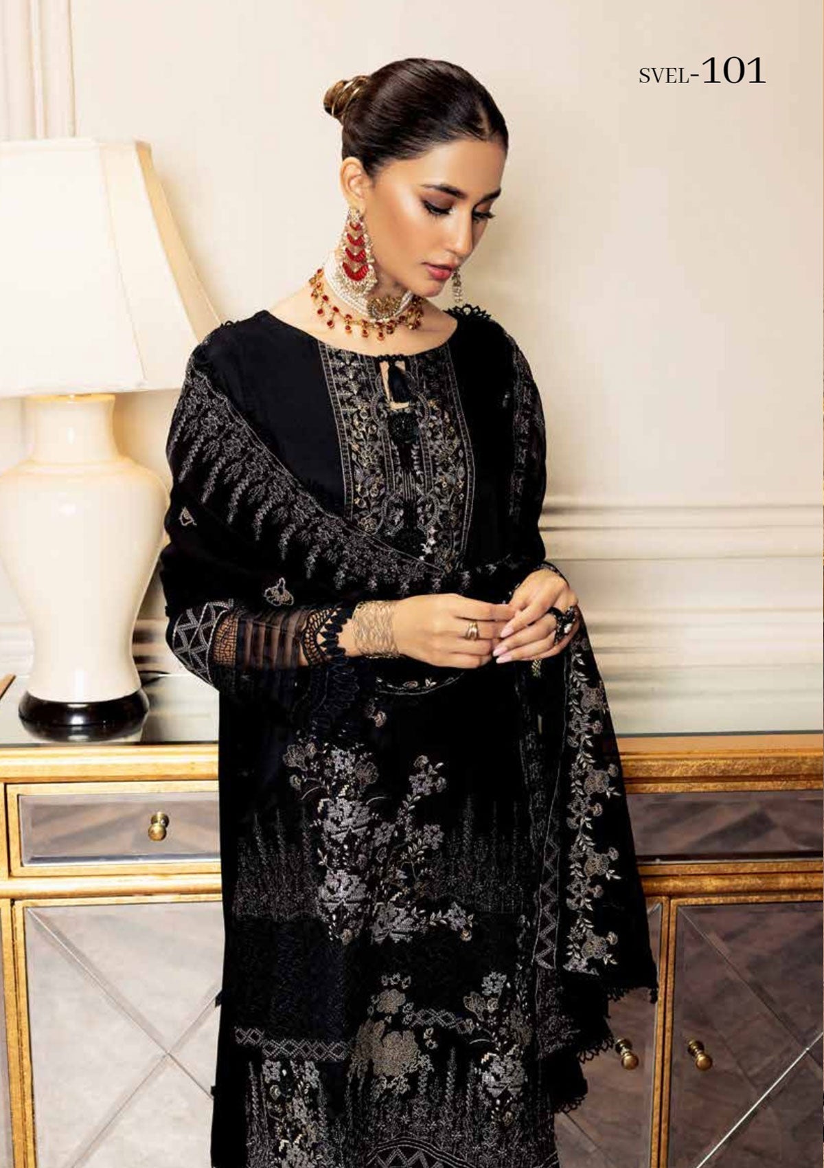 Winter Collection - Shaista - Shamoz Satin - V01 - D#101 available at Saleem Fabrics Traditions